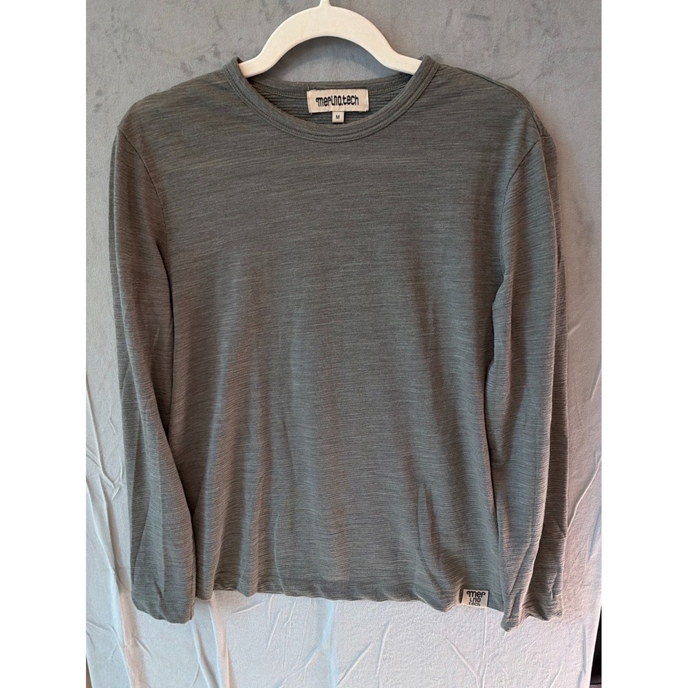 Merino.tech Organic Merino Wool Base Layer Tee Men M Gray Gorpcore Technical